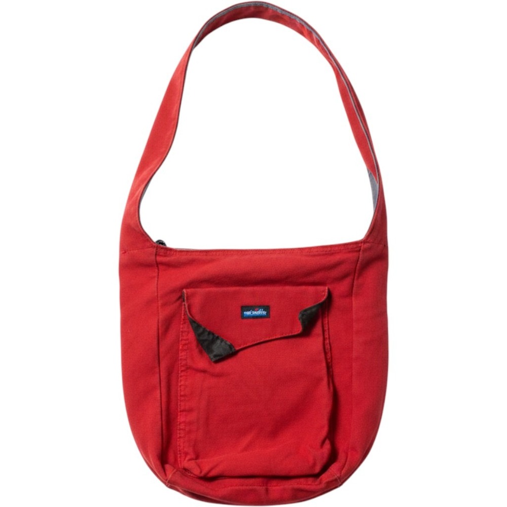 KAVU Red Canvas Crossbody Shoulder Bag Front Pocket Gray Lining 13x9